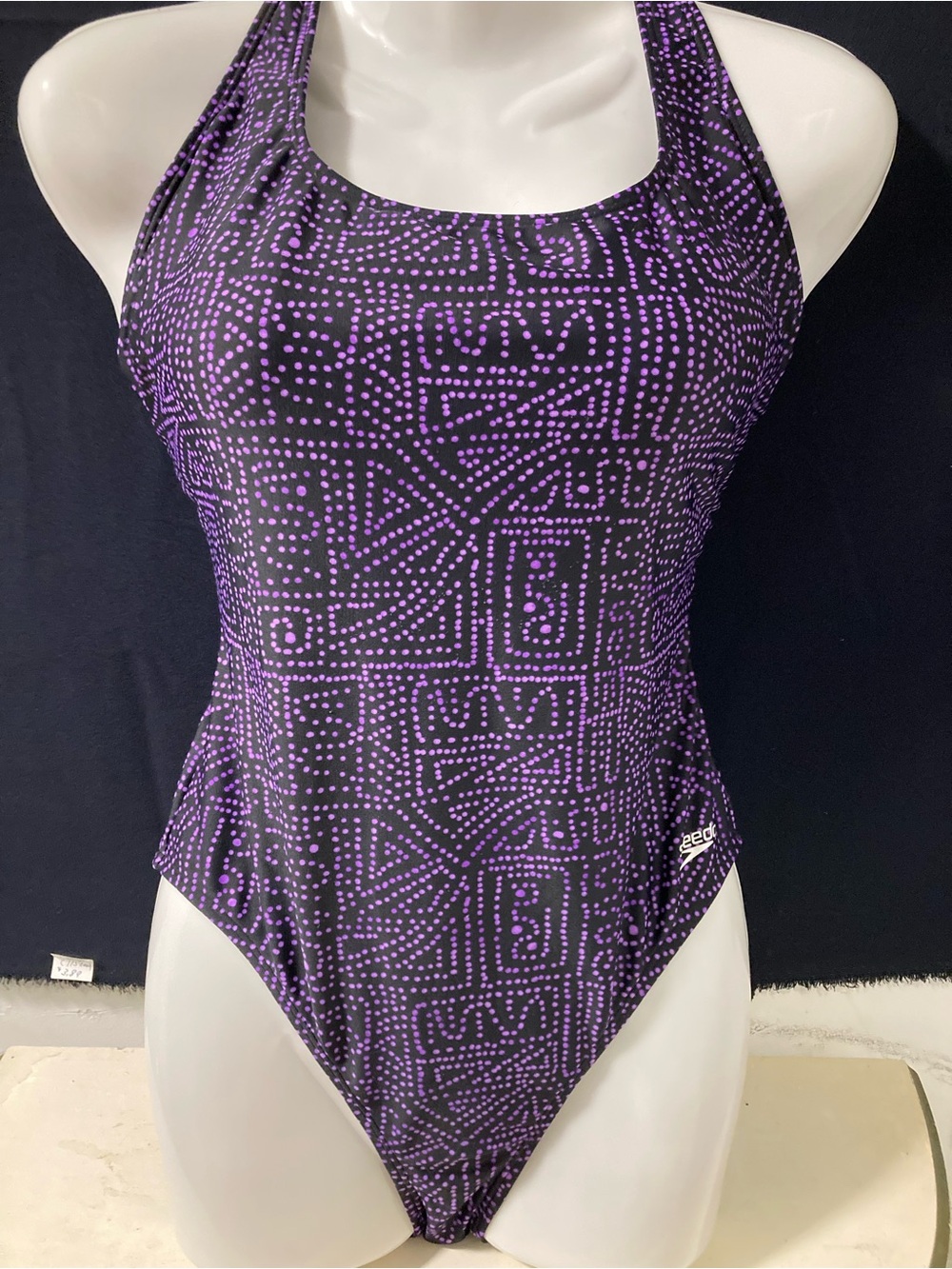 Speedo Purple Geometric One Piece Swimsuit Size 10